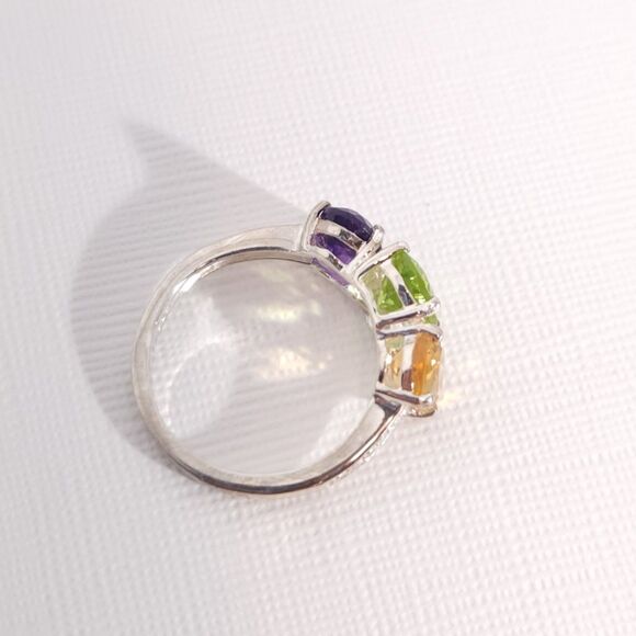 Peridot Amethyst & Citrine Sterling Silver Ring SIZE 5 - Picture 3 of 6
